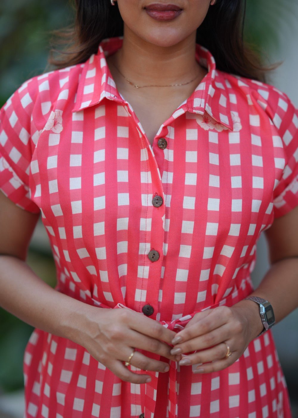 coral check linen coral check linen