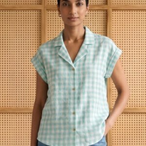 minty grid shirt