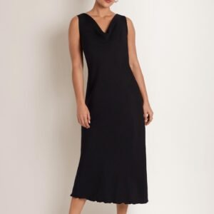 woven chambray bias maxi dress jet black