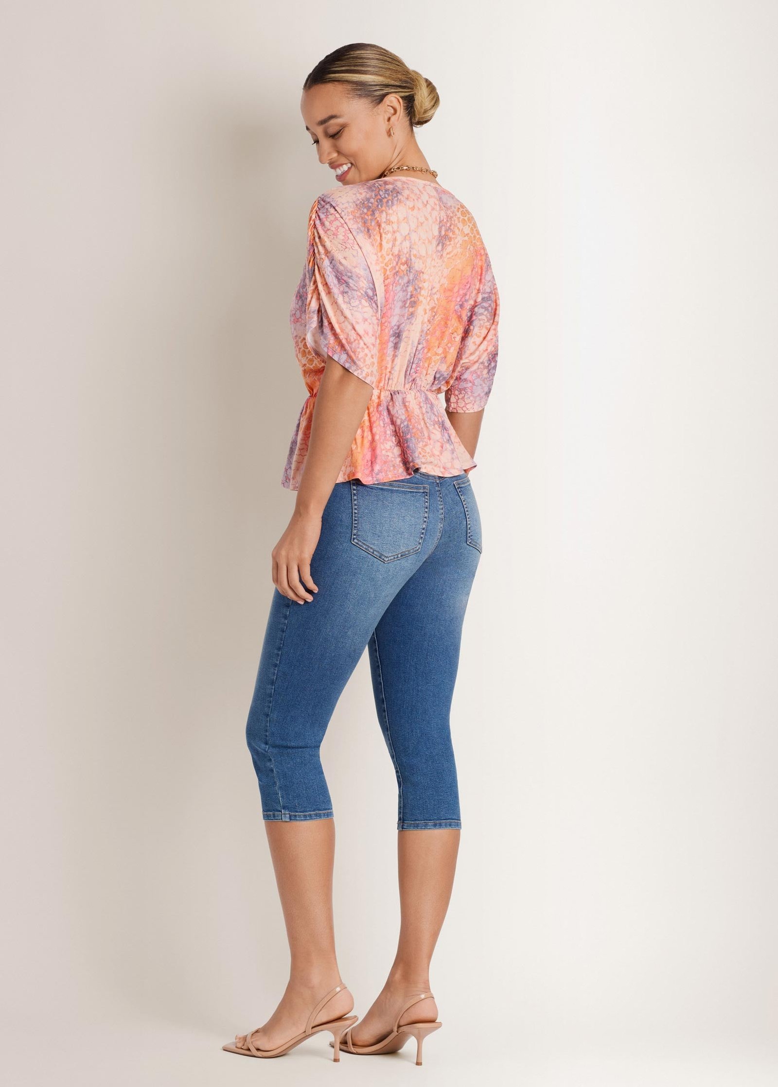 v neck dolman sleeve top orange multi v neck dolman sleeve top orange multi