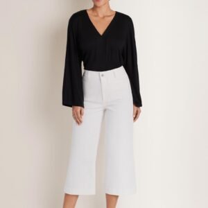 banded hem top jet black