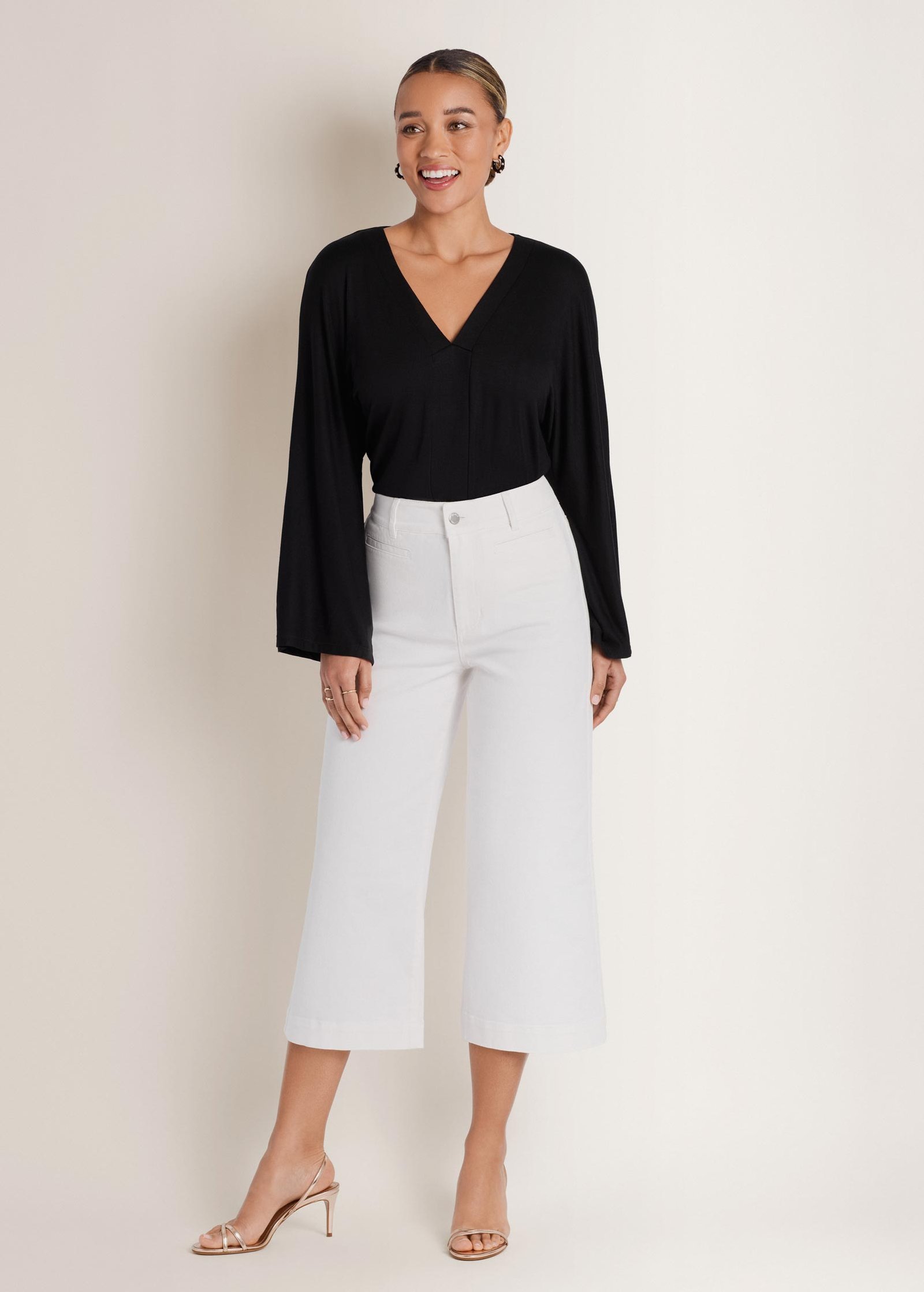 banded hem top jet black