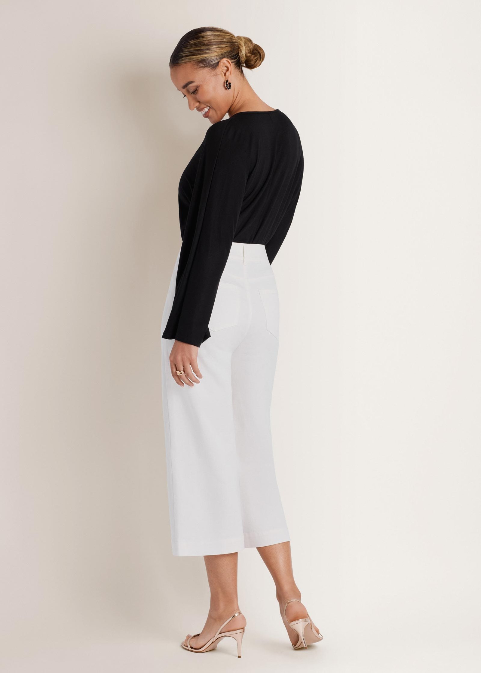 banded hem top jet black