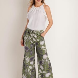 wide leg linen pant palm oasis