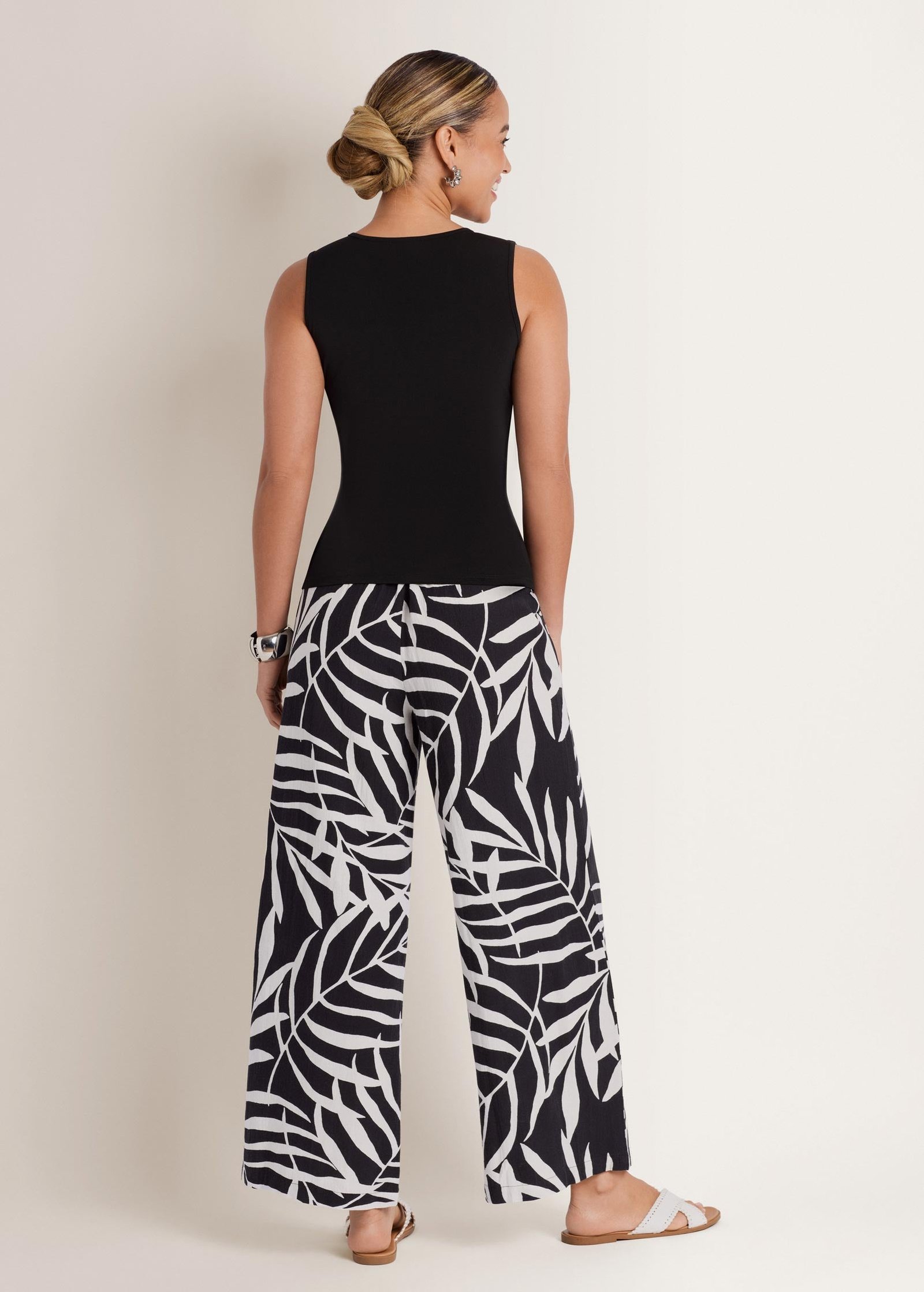 wide leg linen pant bicolor palm wide leg linen pant bicolor palm