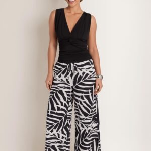 wide leg linen pant bicolor palm