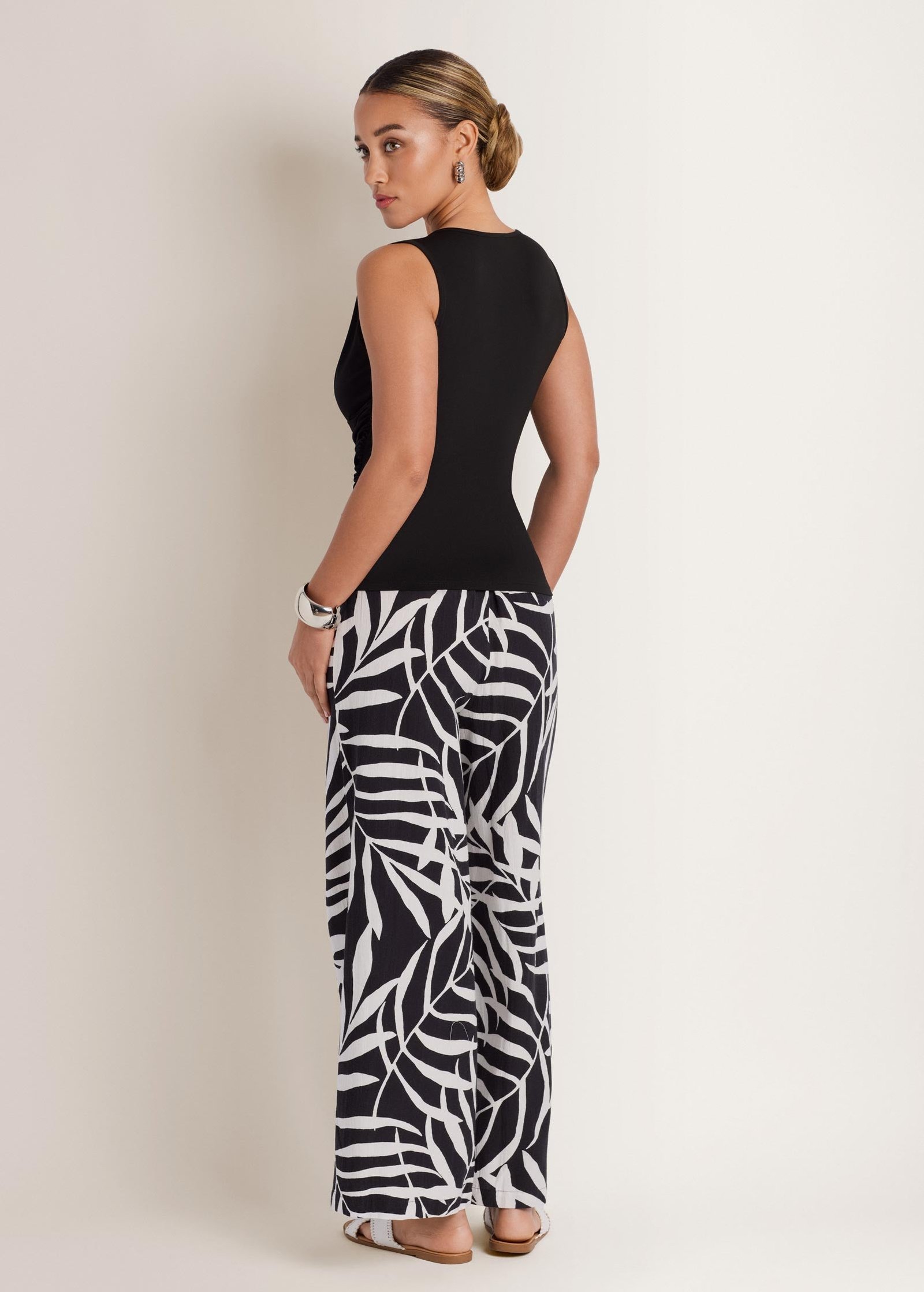 wide leg linen pant bicolor palm wide leg linen pant bicolor palm