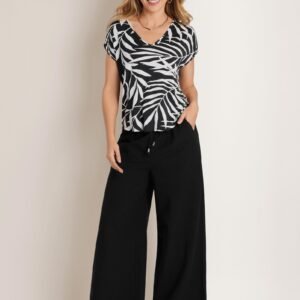 drapey v neck tee bicolor palm