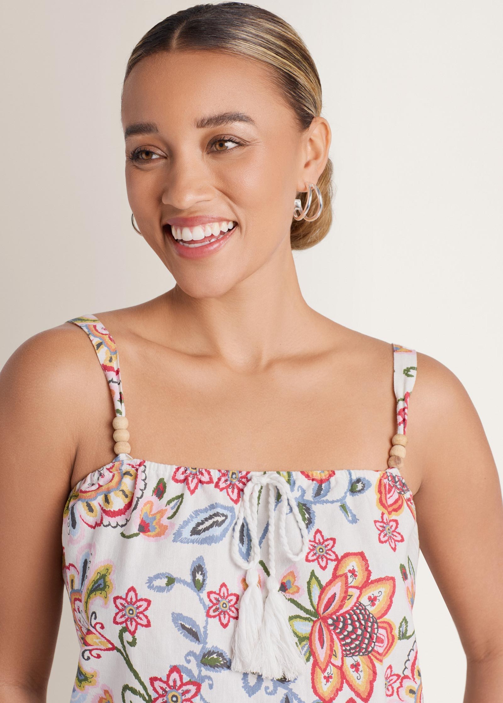 linen sleeveless tank with tassel hothouse botanical